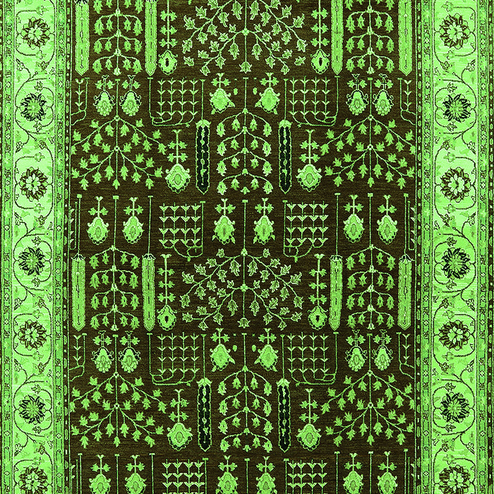 Machine Washable Oriental Green Industrial Area Rugs, wshurb681grn