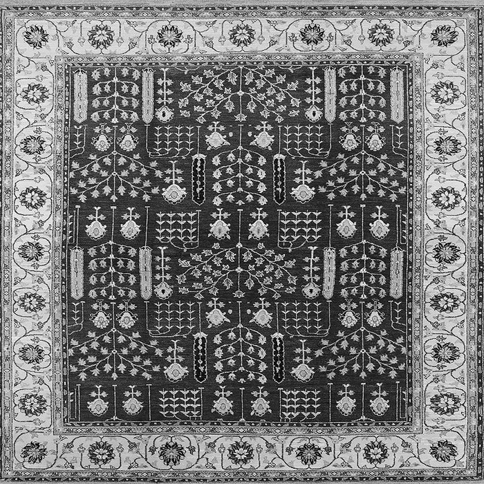 Square Machine Washable Oriental Gray Industrial Rug, wshurb681gry
