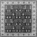 Square Machine Washable Oriental Gray Industrial Rug, wshurb681gry