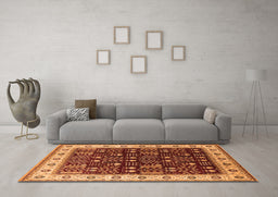 Machine Washable Oriental Orange Industrial Area Rugs in a Living Room, wshurb681org