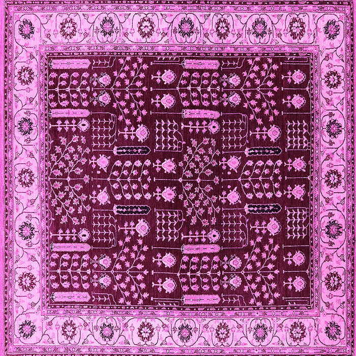 Square Machine Washable Oriental Pink Industrial Rug, wshurb681pnk