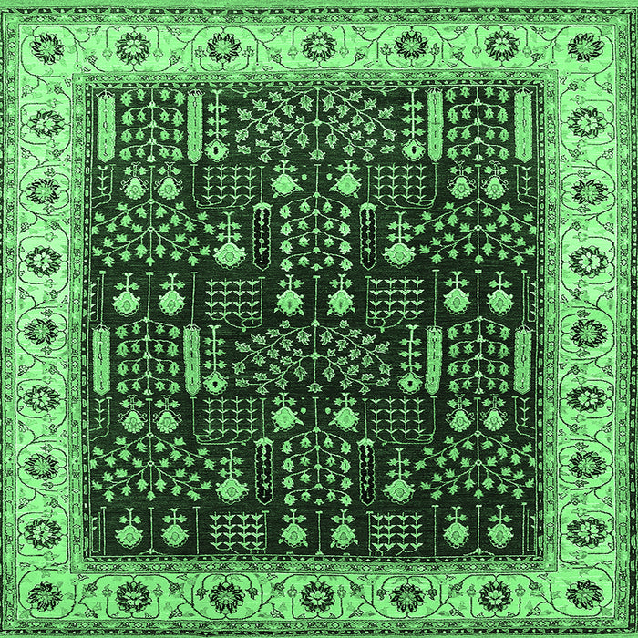 Square Oriental Emerald Green Industrial Rug, urb681emgrn