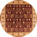 Round Oriental Orange Industrial Rug, urb681org