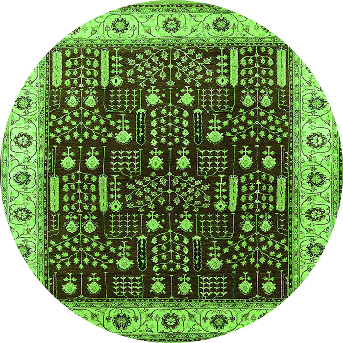 Round Oriental Green Industrial Rug, urb681grn