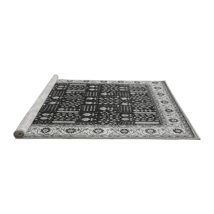 Sideview of Machine Washable Oriental Gray Industrial Rug, wshurb681gry