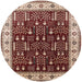 Round Machine Washable Industrial Modern Brown Rug, wshurb681