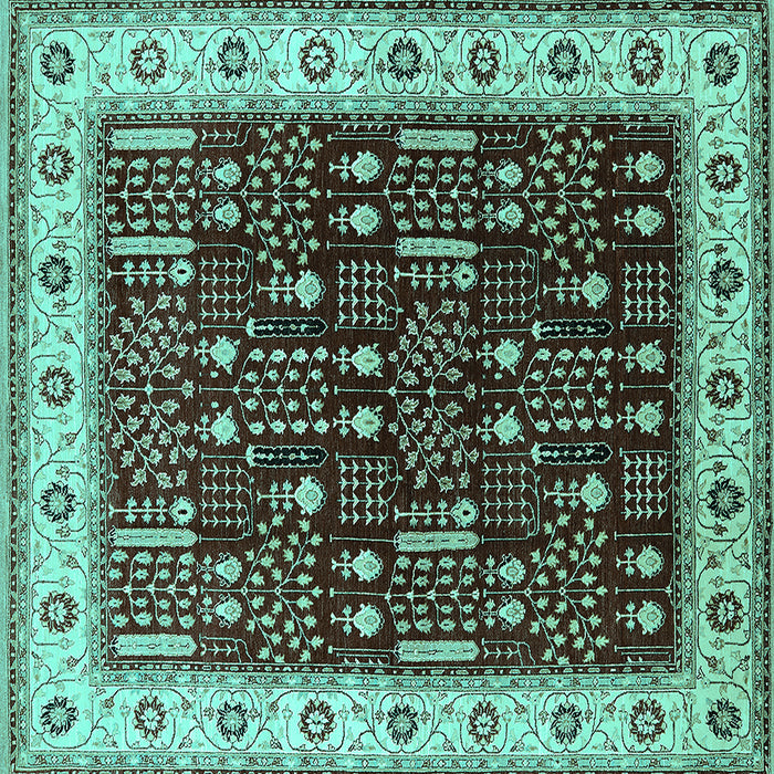 Square Oriental Turquoise Industrial Rug, urb681turq