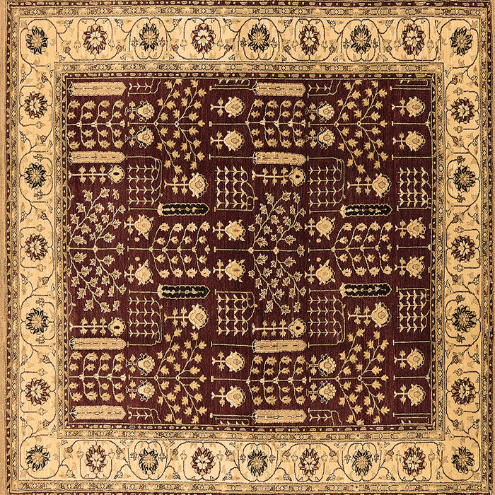 Square Machine Washable Oriental Brown Industrial Rug, wshurb681brn