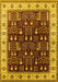 Machine Washable Oriental Yellow Industrial Rug, wshurb681yw