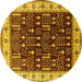 Round Oriental Yellow Industrial Rug, urb681yw