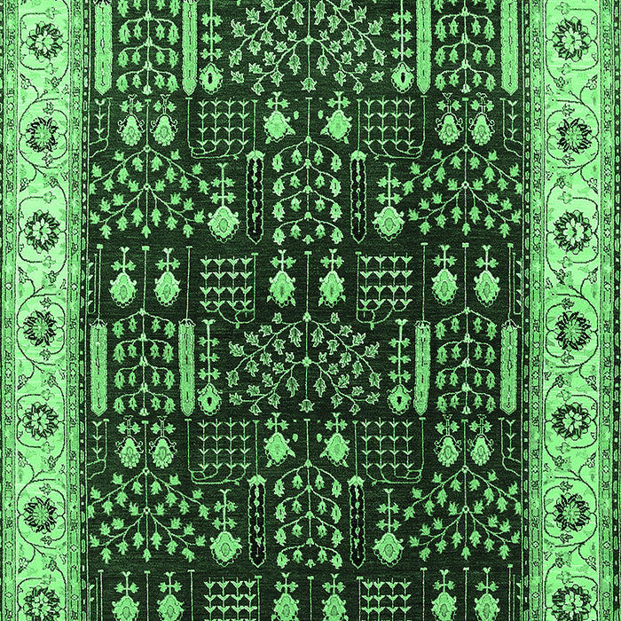 Machine Washable Oriental Emerald Green Industrial Area Rugs, wshurb681emgrn