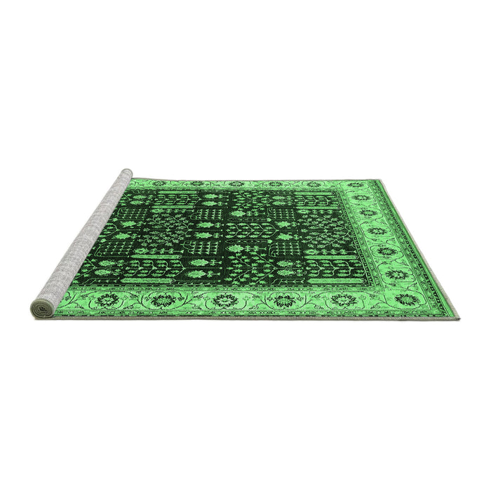 Sideview of Machine Washable Oriental Emerald Green Industrial Area Rugs, wshurb681emgrn