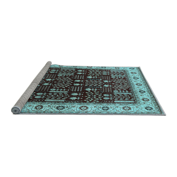 Sideview of Machine Washable Oriental Light Blue Industrial Rug, wshurb681lblu