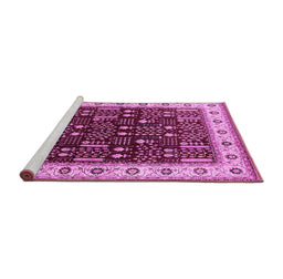 Sideview of Machine Washable Oriental Pink Industrial Rug, wshurb681pnk