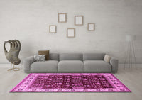 Machine Washable Oriental Pink Industrial Rug, wshurb681pnk