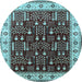 Round Oriental Light Blue Industrial Rug, urb681lblu