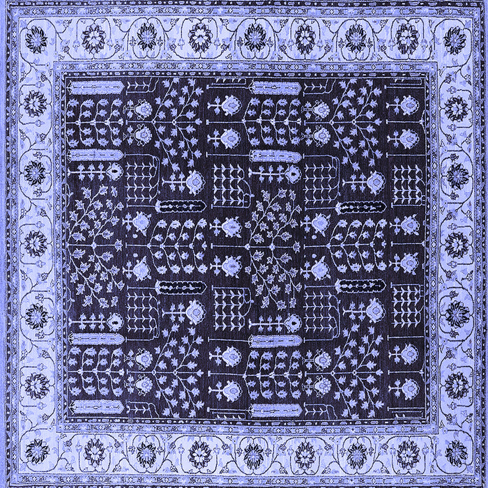 Square Machine Washable Oriental Blue Industrial Rug, wshurb681blu