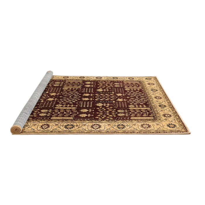 Sideview of Machine Washable Oriental Brown Industrial Rug, wshurb681brn