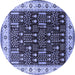 Round Oriental Blue Industrial Rug, urb681blu