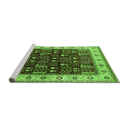 Sideview of Machine Washable Oriental Green Industrial Area Rugs, wshurb681grn