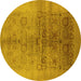 Round Oriental Yellow Industrial Rug, urb682yw