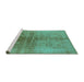 Sideview of Machine Washable Oriental Turquoise Industrial Area Rugs, wshurb682turq