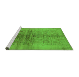 Sideview of Machine Washable Oriental Green Industrial Area Rugs, wshurb682grn