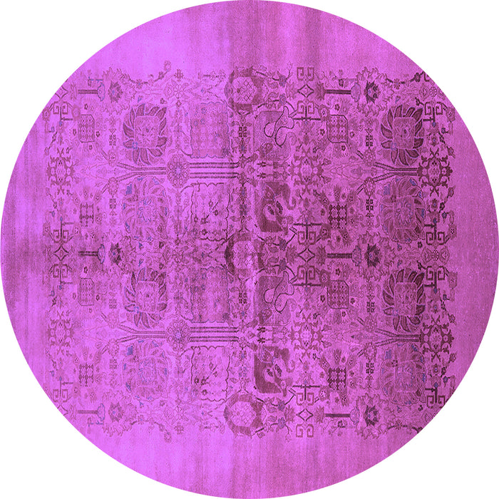 Round Machine Washable Oriental Purple Industrial Area Rugs, wshurb682pur