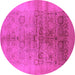 Round Oriental Pink Industrial Rug, urb682pnk