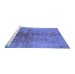 Sideview of Machine Washable Oriental Blue Industrial Rug, wshurb682blu