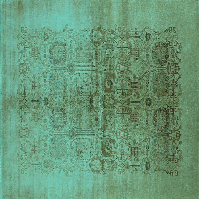 Square Oriental Turquoise Industrial Rug, urb682turq