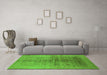 Machine Washable Oriental Green Industrial Area Rugs in a Living Room,, wshurb682grn