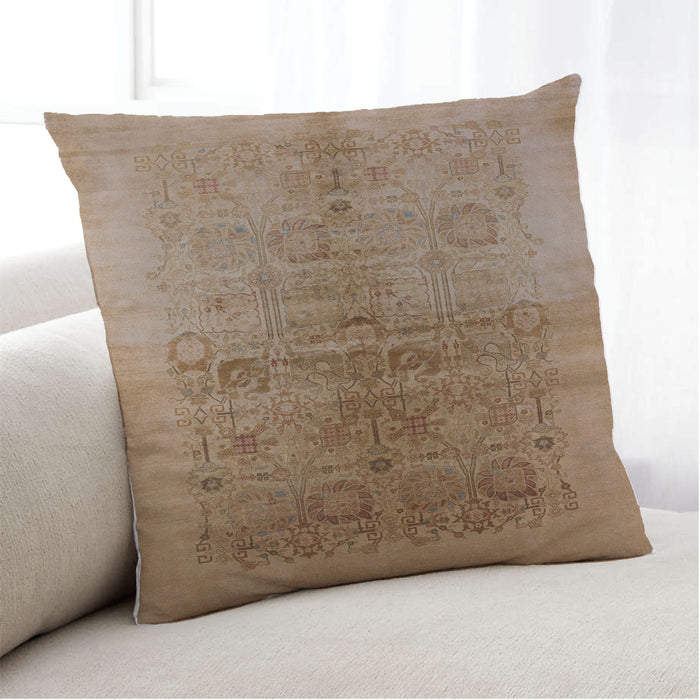 Lifestyle Image of Mid-Century Modern Urban Square Peru Brown Throw Pillow, 18 inch by 18 inch, pwurb682