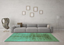 Machine Washable Oriental Turquoise Industrial Area Rugs in a Living Room,, wshurb682turq
