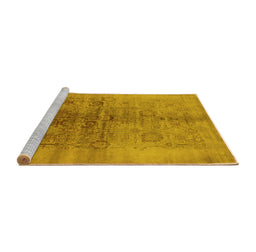 Sideview of Machine Washable Oriental Yellow Industrial Rug, wshurb682yw