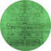 Round Oriental Emerald Green Industrial Rug, urb682emgrn