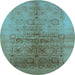 Round Oriental Light Blue Industrial Rug, urb682lblu