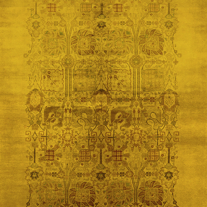 Machine Washable Oriental Yellow Industrial Rug, wshurb682yw