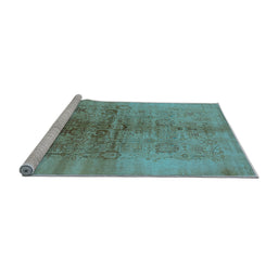 Sideview of Machine Washable Oriental Light Blue Industrial Rug, wshurb682lblu