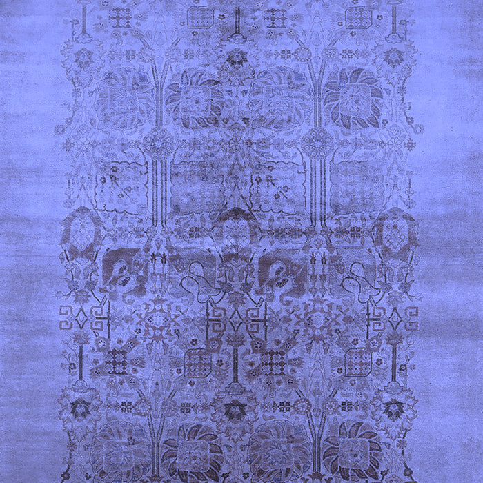 Machine Washable Oriental Blue Industrial Rug, wshurb682blu