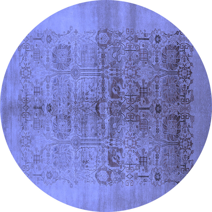 Round Oriental Blue Industrial Rug, urb682blu