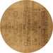 Round Oriental Brown Industrial Rug, urb682brn