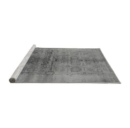 Sideview of Machine Washable Oriental Gray Industrial Rug, wshurb682gry