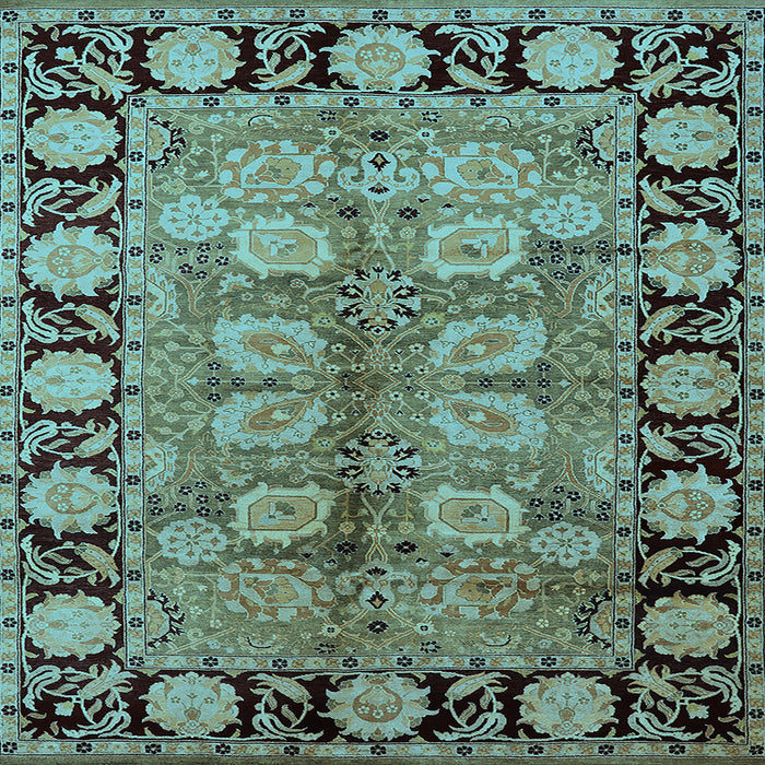 Square Oriental Light Blue Traditional Rug, urb683lblu