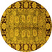 Round Oriental Yellow Traditional Rug, urb683yw