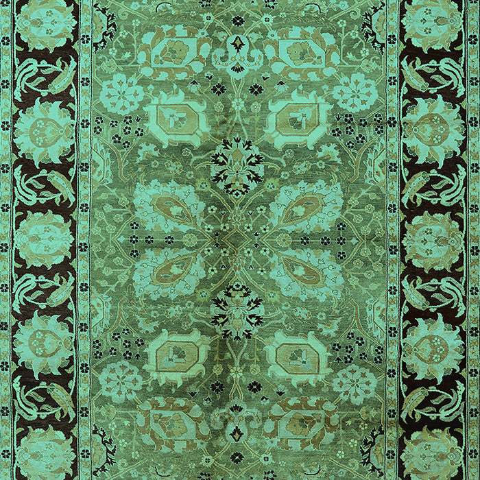 Machine Washable Oriental Turquoise Traditional Area Rugs, wshurb683turq