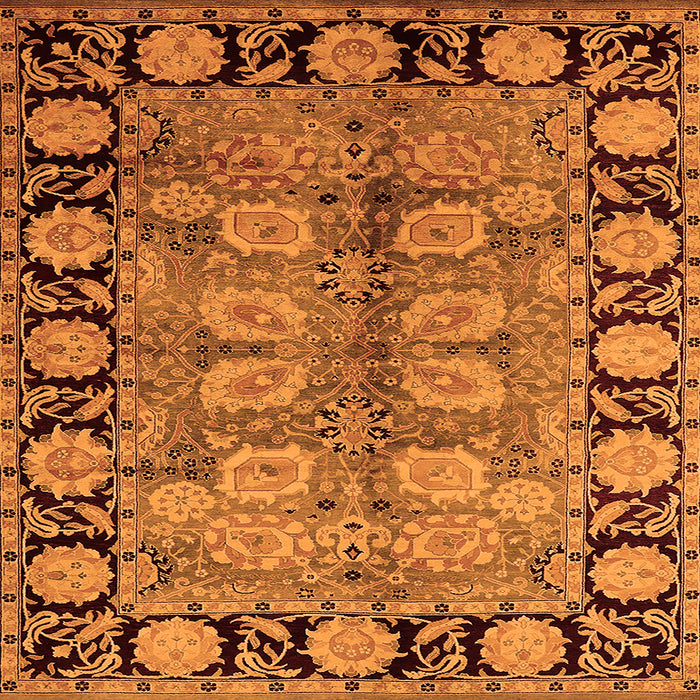 Square Oriental Orange Traditional Rug, urb683org