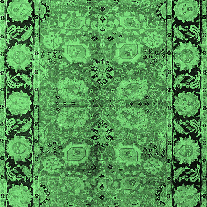 Machine Washable Oriental Emerald Green Traditional Area Rugs, wshurb683emgrn