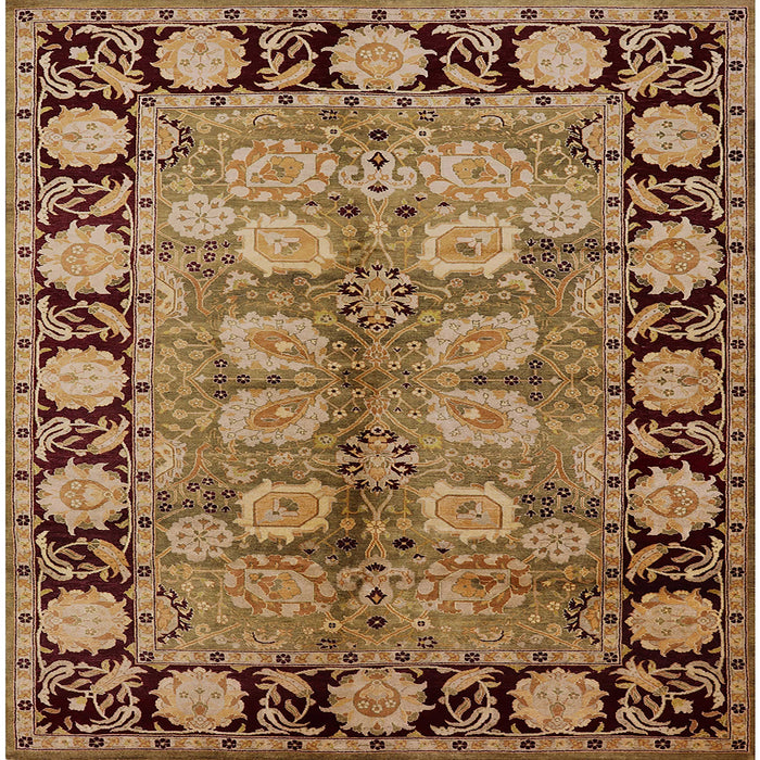 Square Mid-Century Modern Brown Sand Brown Oriental Rug, urb683