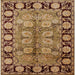 Square Mid-Century Modern Brown Sand Brown Oriental Rug, urb683